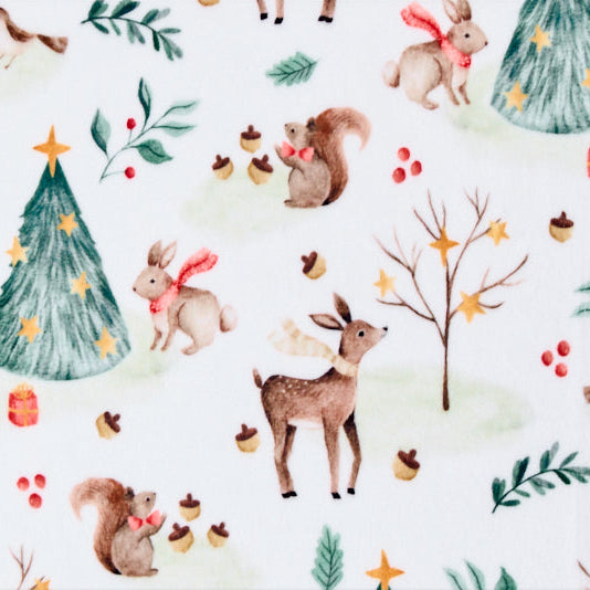 Multi Festive Forest Digital Cuddle 58/60" Fabric Per Yard