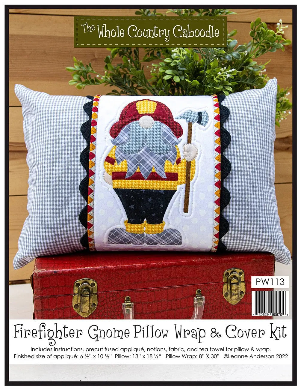 Firefighter Gnome Pillow Wrap & Cover Kit - Linda's Electric Quilters