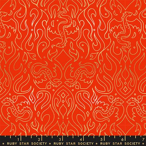 Fireglow Metallic Dark Ruby Scribe 43 44 inch Cotton Fabric Moda Fabrics