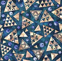 Flamenco - Geo Triangle - Blue 44" / 45" Fabric Per Yard The Fabric Company