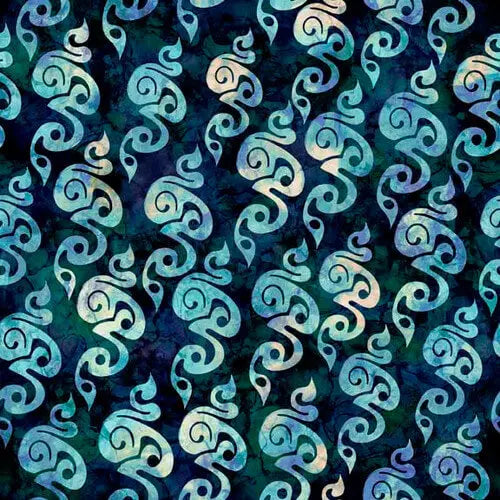 Flamenco - Squiggle - Blue 44" / 45" Fabric Per Yard The Fabric Company