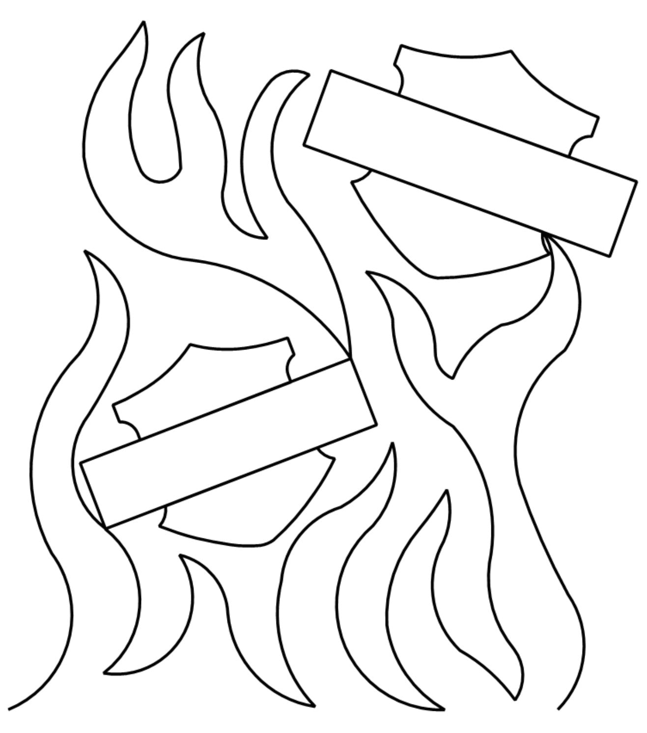 Flaming Shields Digital E2E Wildflower Quilting Pantograph Close Up