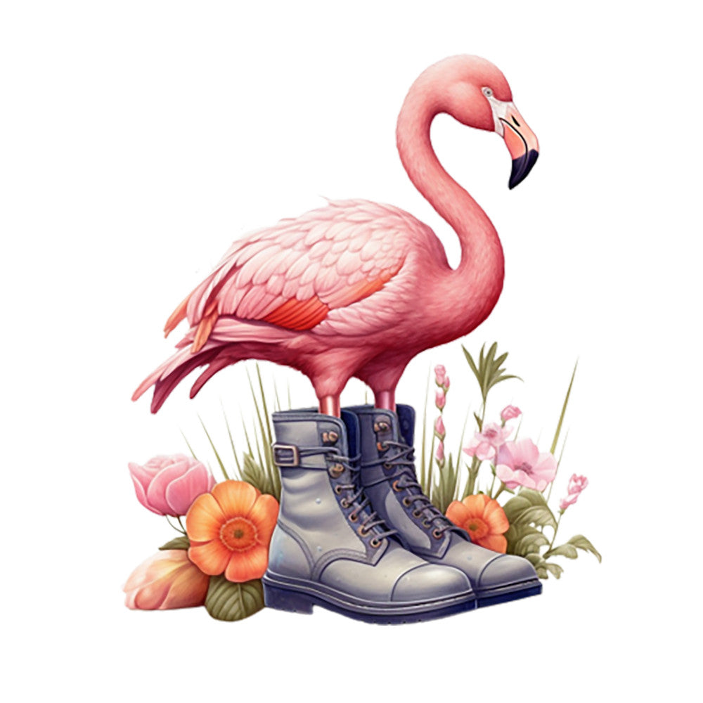 Flamingos in Boots Fabric Panel 1