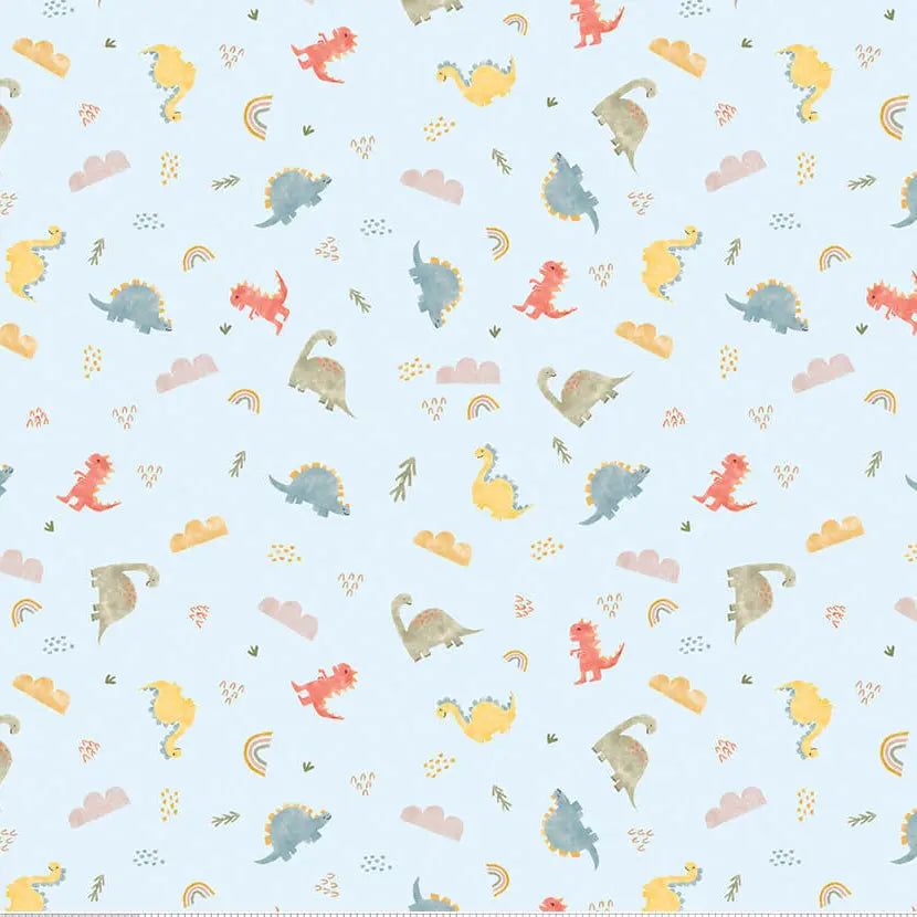 Flannel Dinos - Main - Sky 44" / 45" Fabric Per Yard The Fabric Company