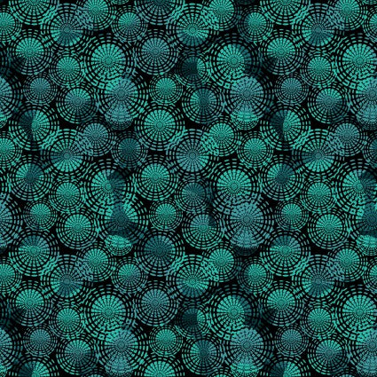 Flock Together Circle Stitch Teal Cotton 44"/45" Fabric Per Yard