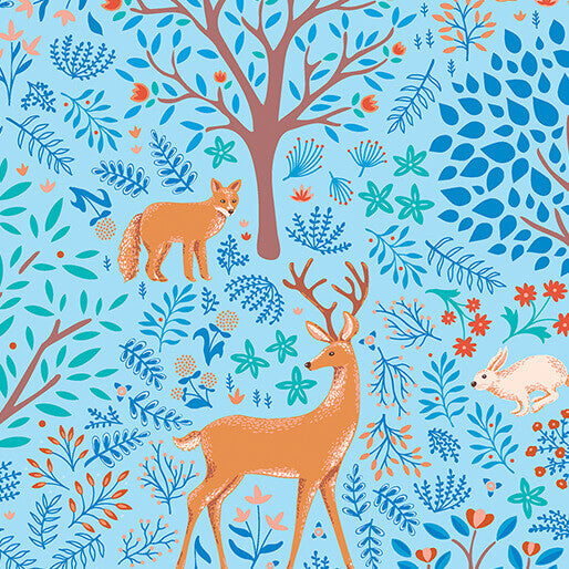 Flora & Fauna: Midnight - Feature - Starflower 44" / 45" Fabric Per Yard