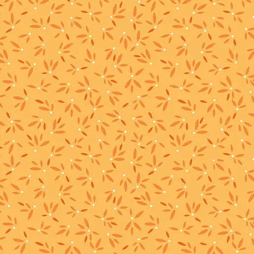 Flora & Fauna: Midnight - Leaves - Honey 44" / 45" Fabric Per Yard The Fabric Company
