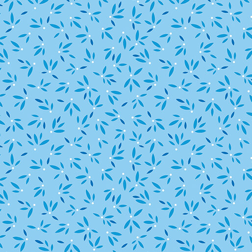 Flora & Fauna: Midnight - Leaves - Sky Blue 44" / 45" Fabric Per Yard