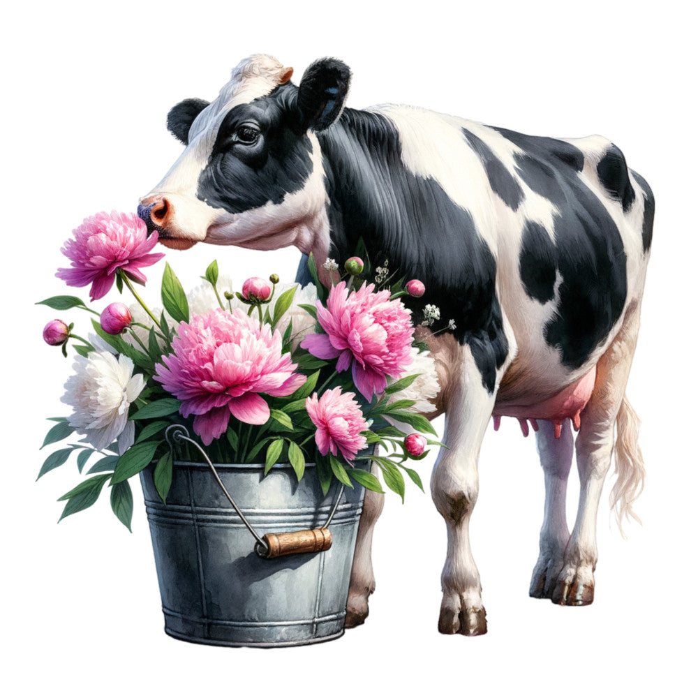 Floral Cows Fabric Panel 12