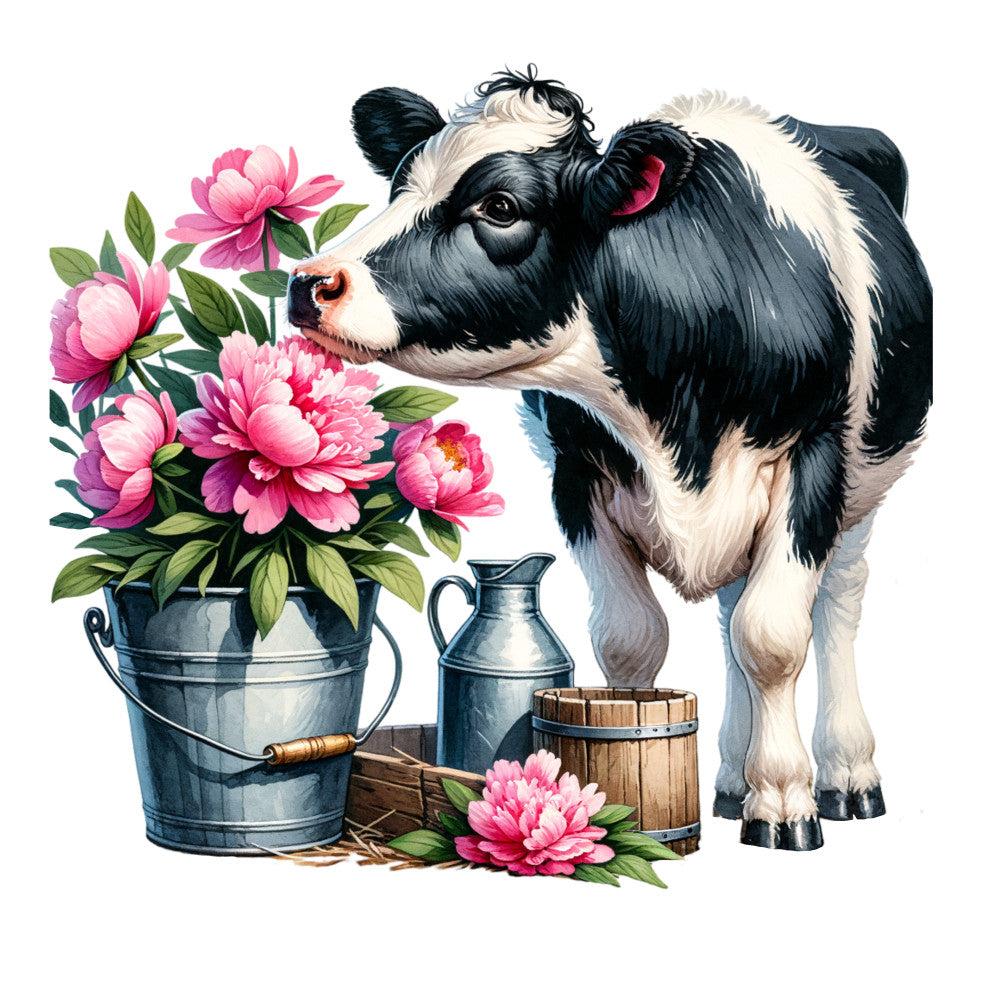 Floral Cows Fabric Panel 8