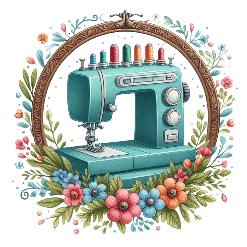 Floral Cute Sewing Machine Fabric Panel 10 QuiltingFabricPanels