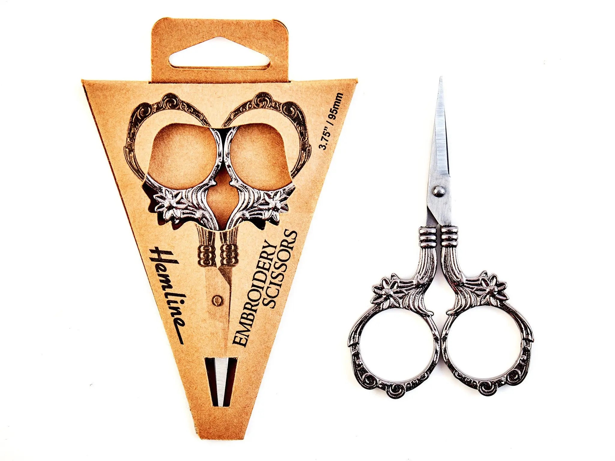 Floral Design Embroidery Scissors, Gun Black Metal 3.75in - Linda's Electric Quilters