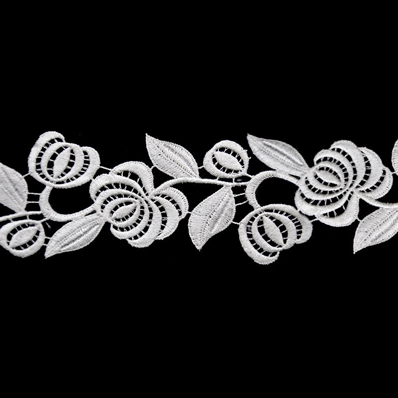 Floral Embroidered Venise Lace, 1 3/4-inch X 5 Yards – Rose Vine Border Trim for Bridal, Evening Gowns & DIY Sewing
