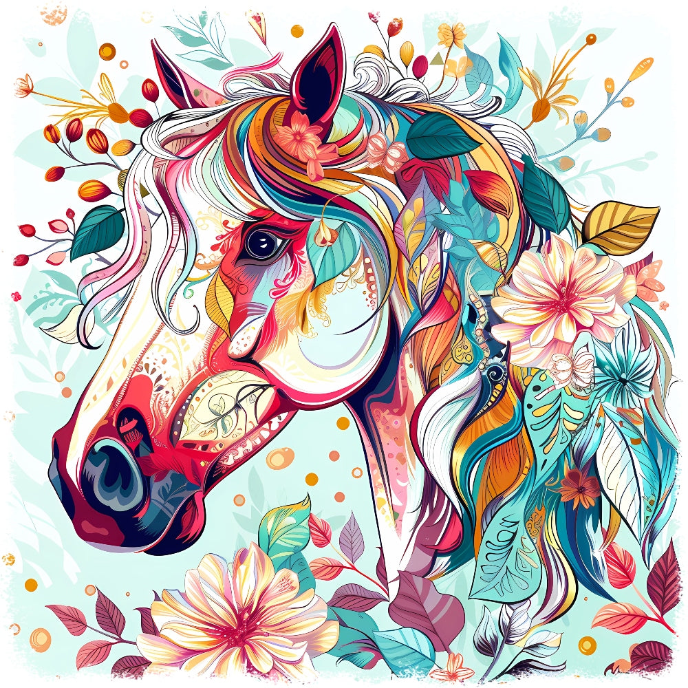 Floral Horse Fabric Panel