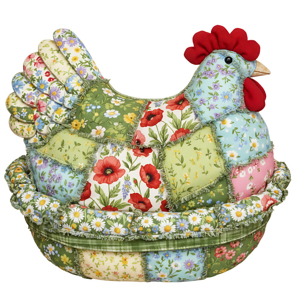 Floral Quilted Patchwork Chicken Fabric Panel 1