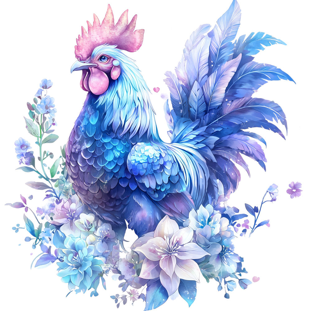 Floral Rooster Fabric Panel 3