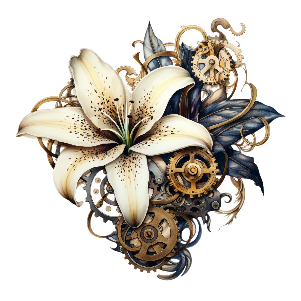 Floral Steampunk Fabric Panel 18 QuiltingFabricPanels
