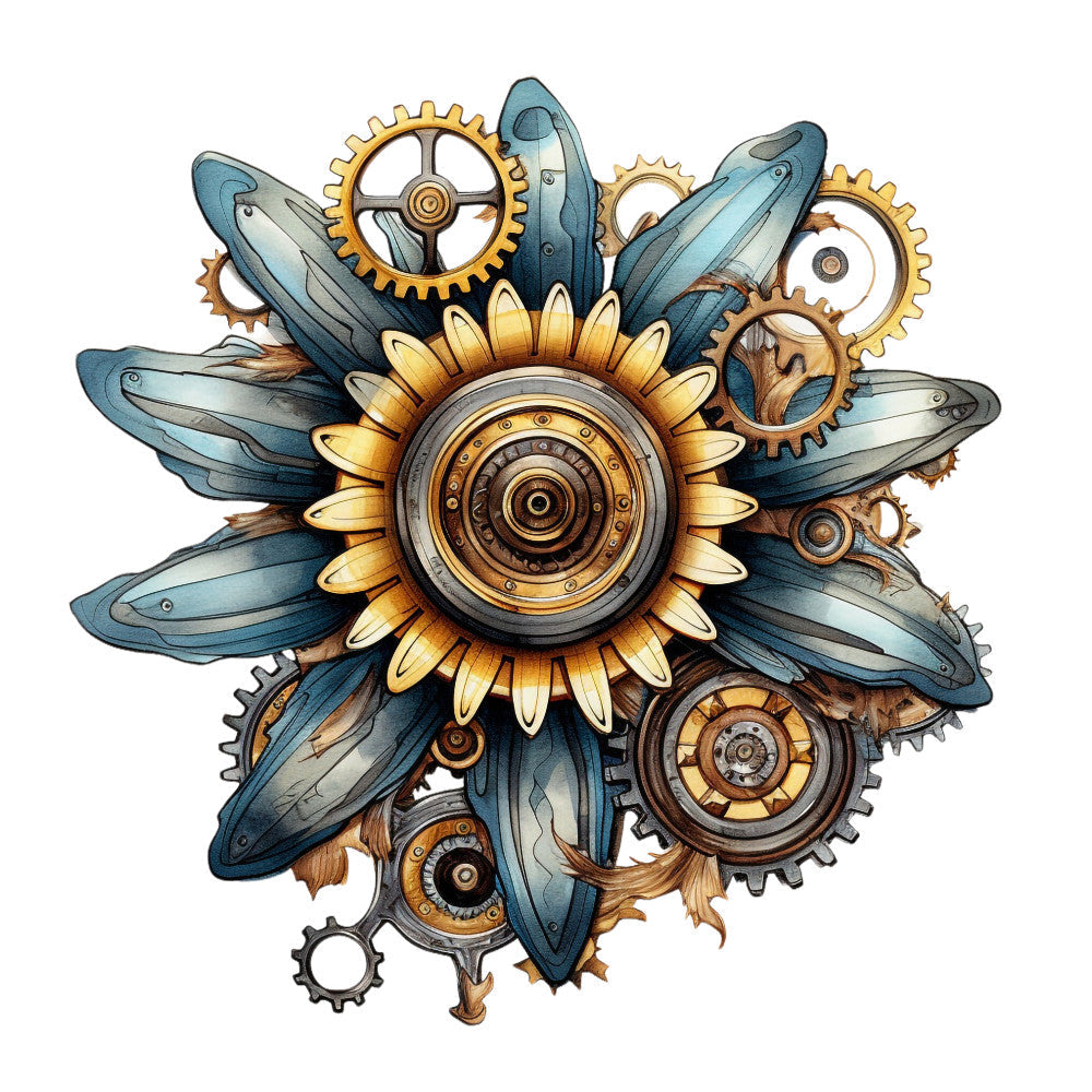 Floral Steampunk Fabric Panel 36 QuiltingFabricPanels