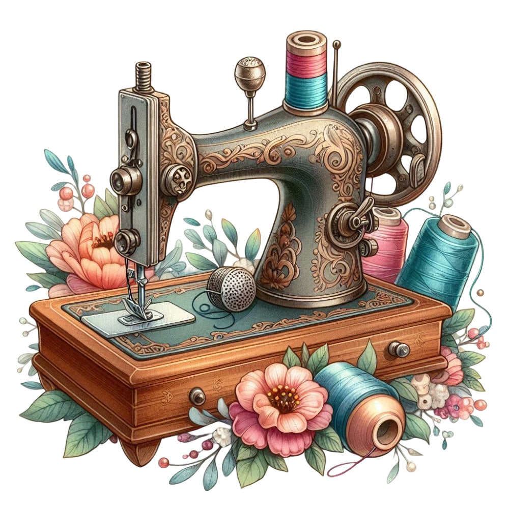 Floral Cute Sewing Machine Fabric Panel 3