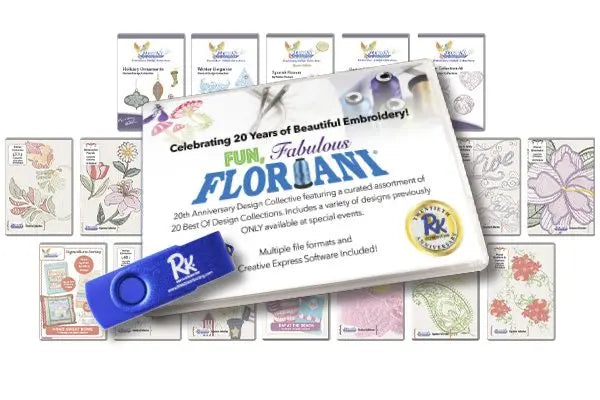 Floriani Anniversary Design Collective w/Creative Express on a USB (20 Designs) - Linda's Electric Quilters