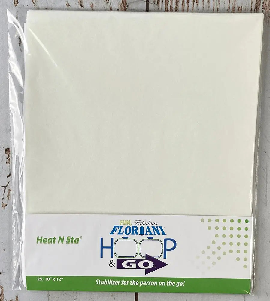 Floriani Hoop N Go 10" Heat N Sta Fusible Tearaway -FHS 10"x12" - 25 PK - Linda's Electric Quilters