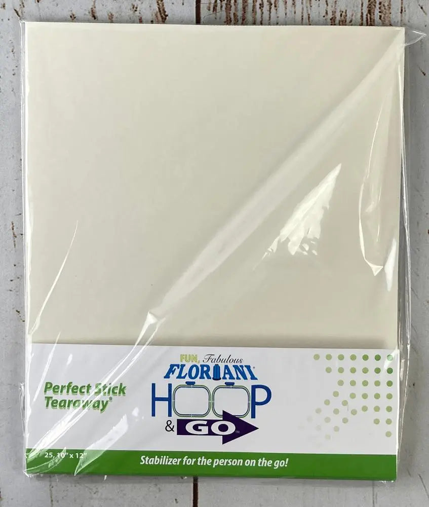 Floriani Hoop N Go 10" Perfect Stick Tearaway -FPS 10"x12" - 25 PK - Linda's Electric Quilters