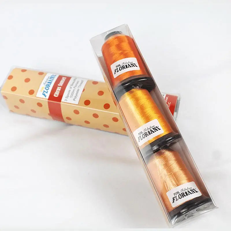 Floriani Thread 3 SPOOL SET - CITRUS SUNSET ORANGE - Linda's Electric Quilters