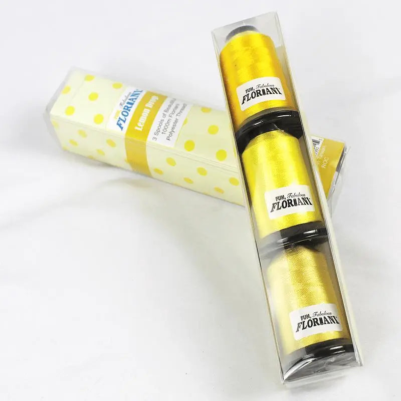 Floriani Thread 3 SPOOL SET - LEMON DROP YELLOW - Linda's Electric Quilters
