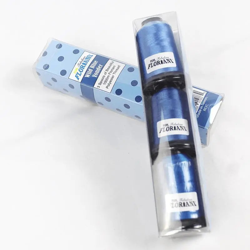 Floriani Thread 3 SPOOL SET- WILD BLUE YONDER BLUE - Linda's Electric Quilters