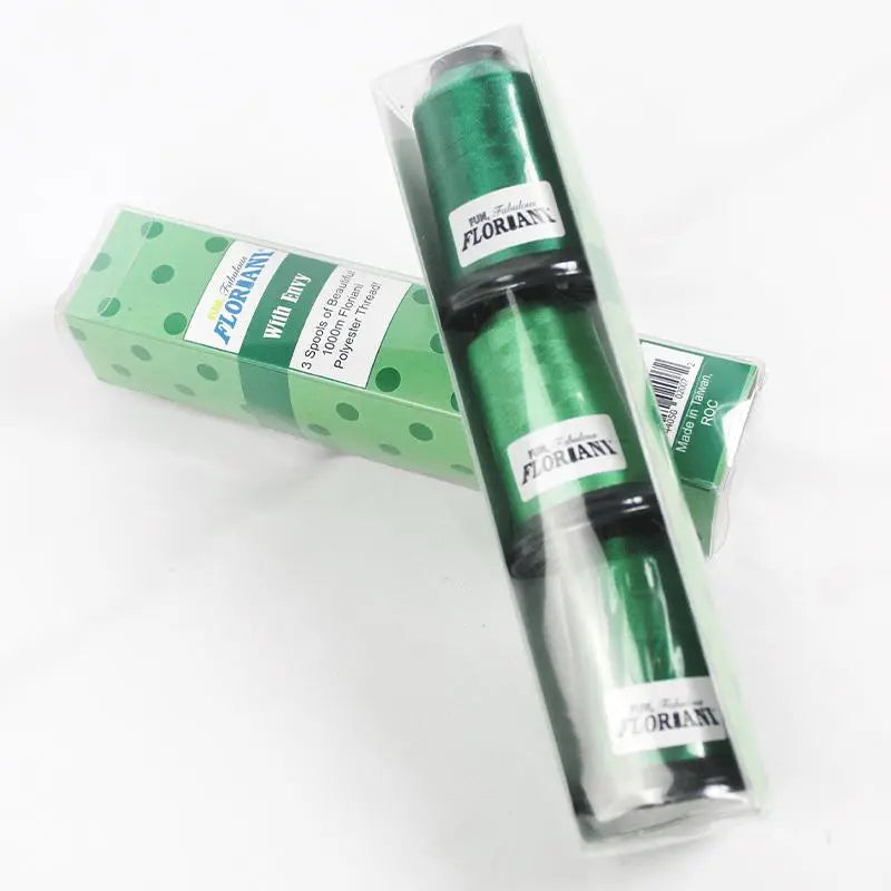 Floriani Thread 3 SPOOL SET - WITH ENVY GREEN - Linda's Electric Quilters