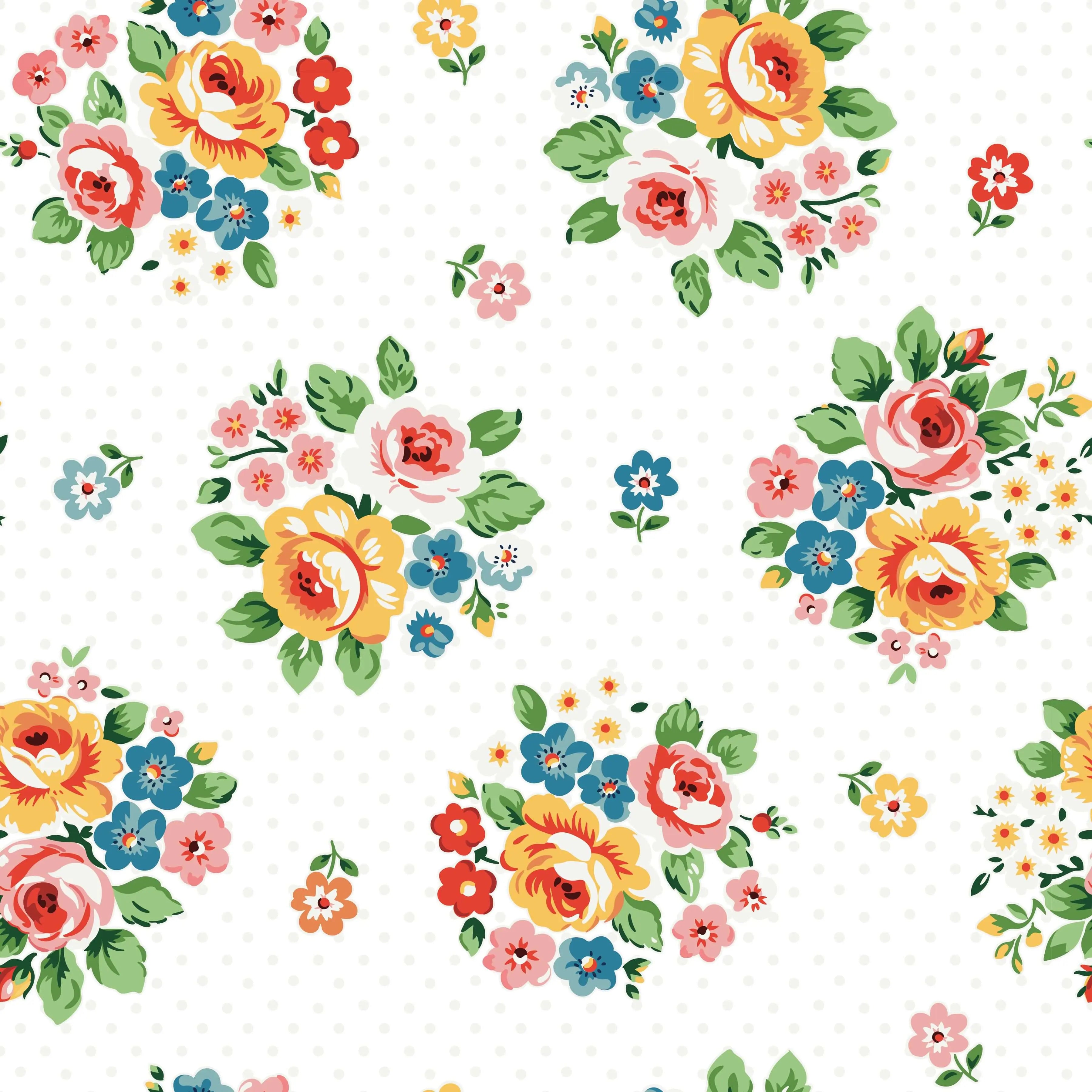 Flower Market - Market Bouquet - White 44" / 45" Fabric Per Yard The Fabric Company