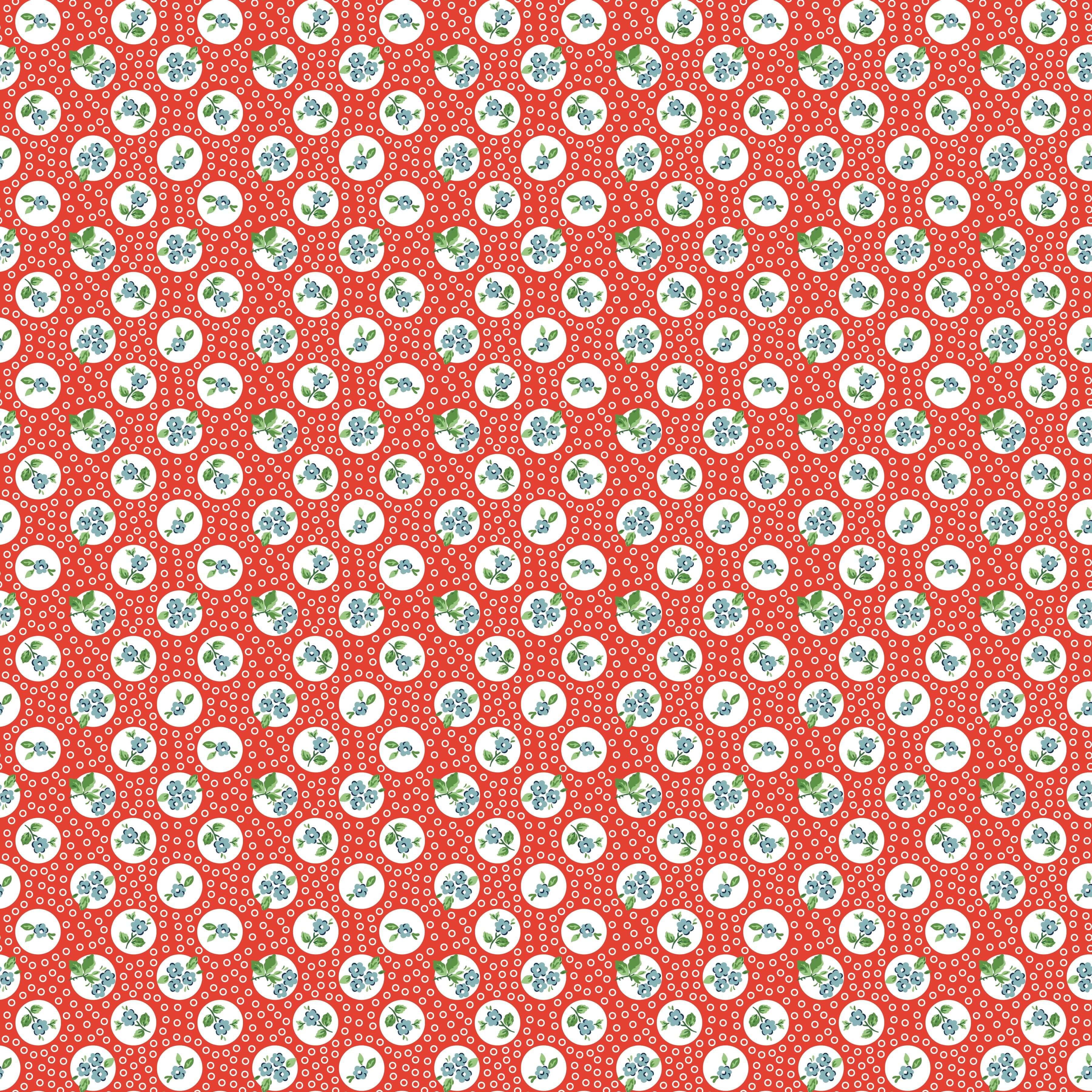 Poppie Cotton Flower Market pocket posies red quilting cotton by the yard