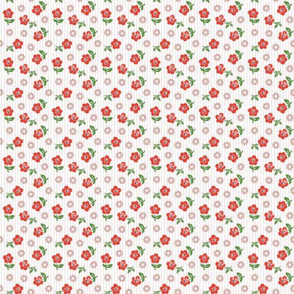 Flower Market Sugar Petals quilting fabric in red by Elea Lutz for Poppie Cotton, petal print on red cotton, sold by the yard