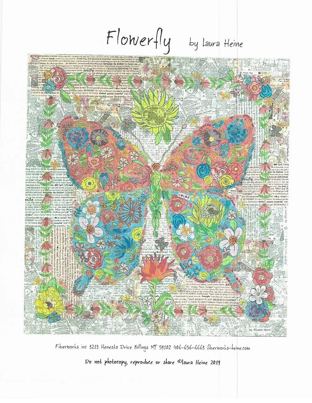 Flowerfly A Butterfly Collage Pattern - Linda's Electric Quilters
