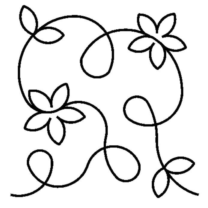 Flowering Vine Digital E2E Wildflower Quilting Pantograph Close Up