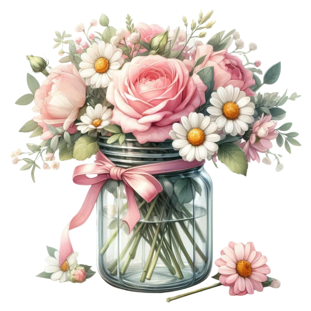 Flowers in a Jar Fabric Panel 11 QuiltingFabricPanels