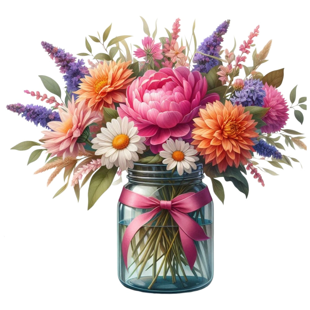 Flowers in a Jar Fabric Panel 12 QuiltingFabricPanels