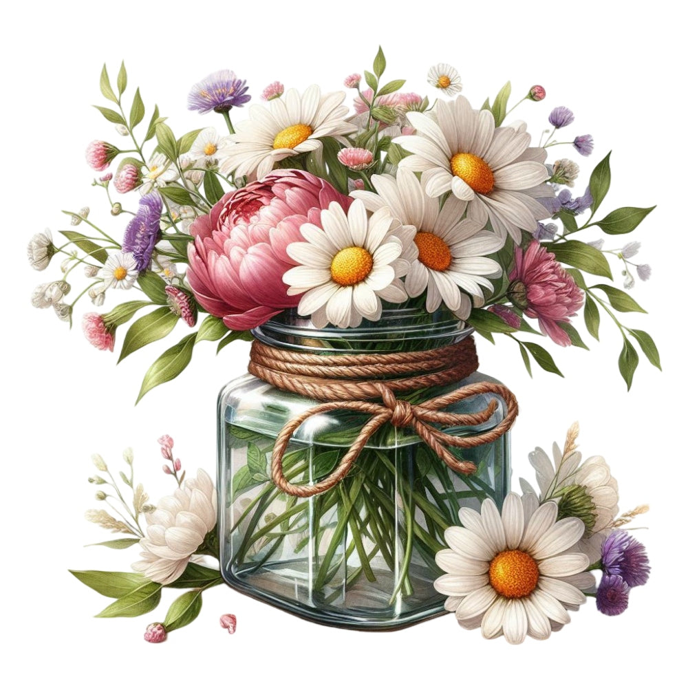 Flowers in a Jar Fabric Panel 15