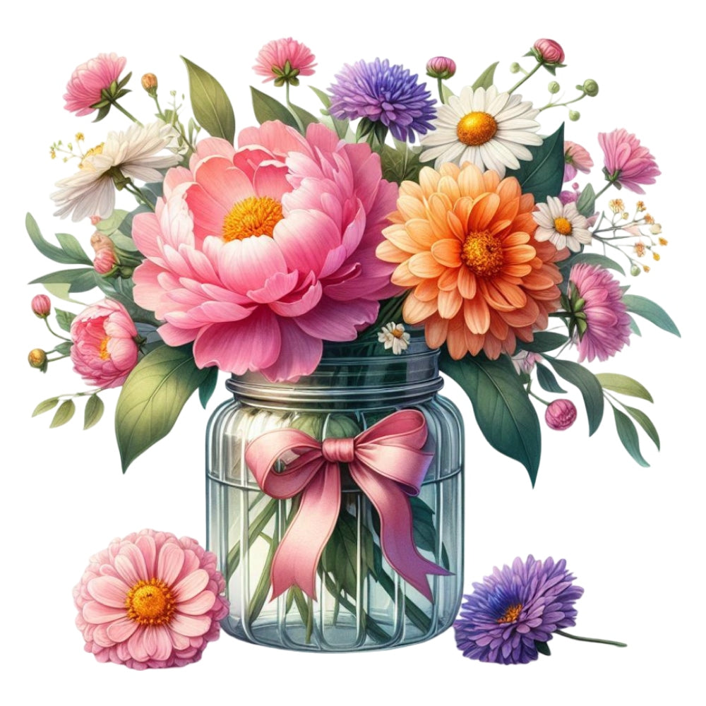 Flowers in a Jar Fabric Panel 17