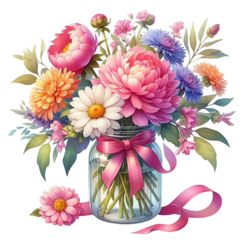 Flowers in a Jar Fabric Panel 3 QuiltingFabricPanels