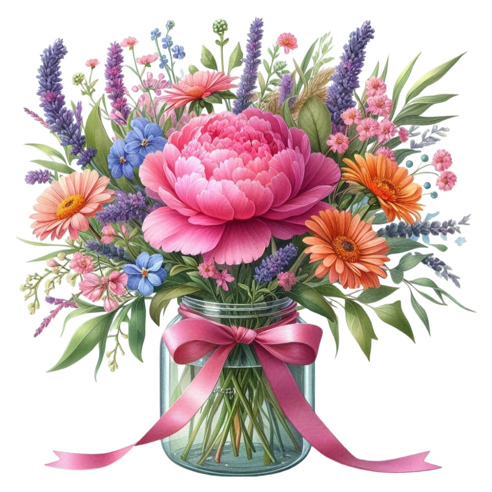 Flowers in a Jar Fabric Panel 4 QuiltingFabricPanels
