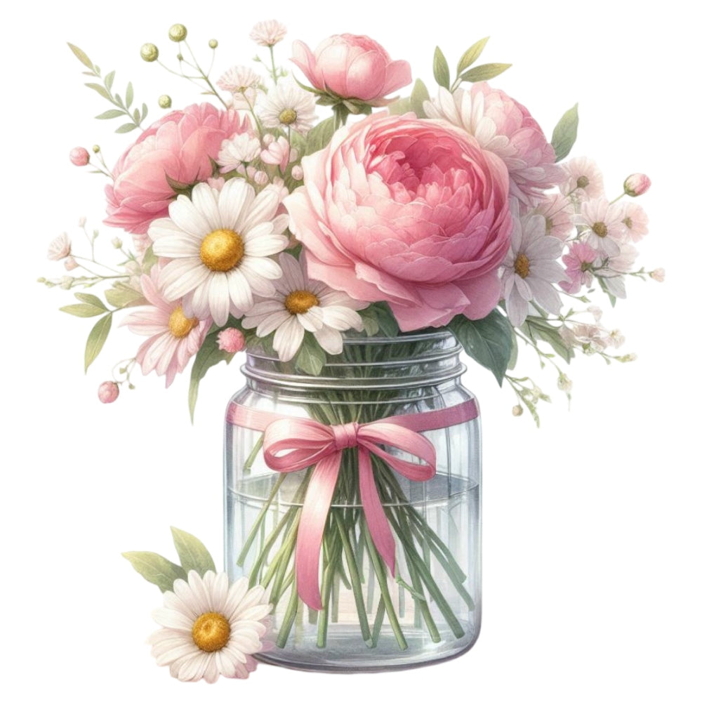 Flowers in a Jar Fabric Panel 5 QuiltingFabricPanels