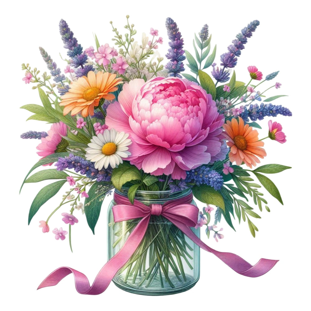 Flowers in a Jar Fabric Panel 6