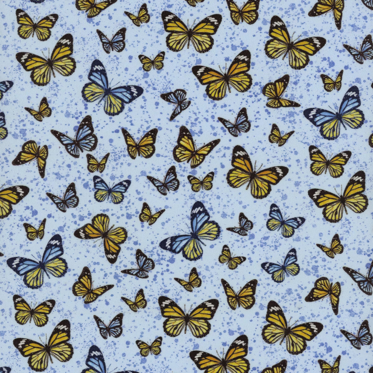 Blue Butterfly Limoncello Bug 44"/45" Fabric Per Yard