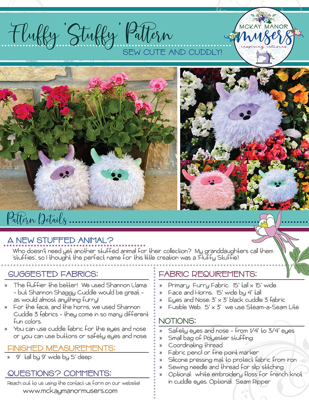 Fluffy Stuffy Pattern - Linda's Electric Quilters