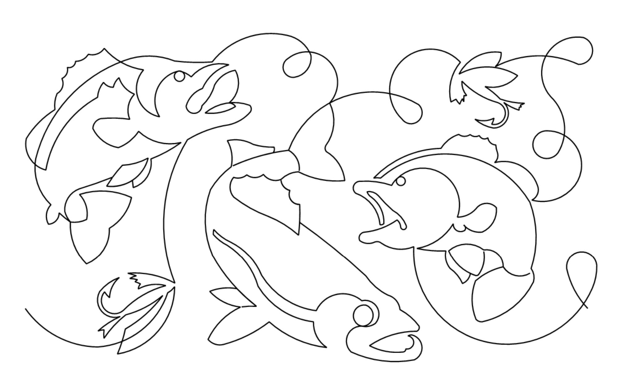 Fly Fishing Digital E2E Wildflower Quilting Pantograph Close Up