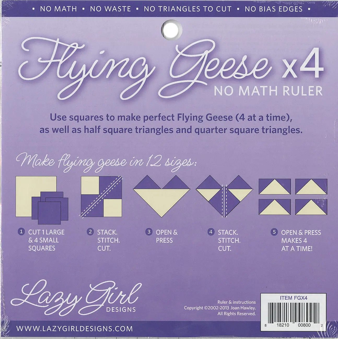 Flying Geese X 4 No Math Ruler 8 1/4in sq - Linda's Electric Quilters