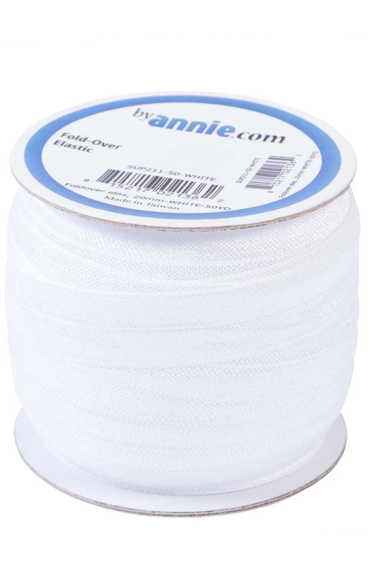 Fold-over Elastic 3/4in x 50yd White - Linda's Electric Quilters