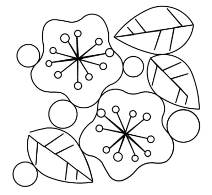 Folksy Flower Digital E2E Wildflower Quilting Pantograph Close Up