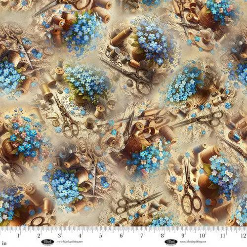 Forget Me Not Cream Cotton 44"/45" Fabric Per Yard Blank Quilting Inc